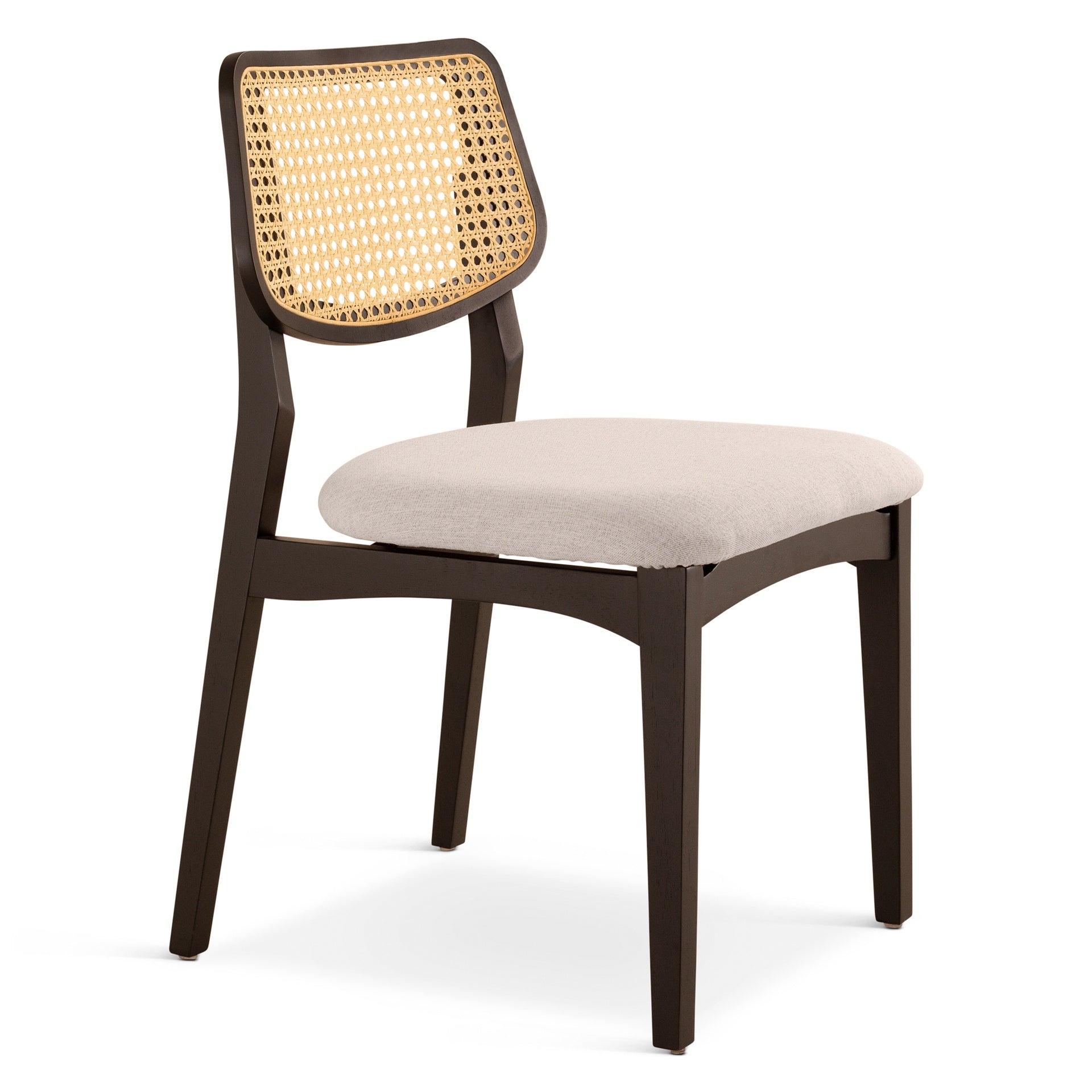 Modern Brazilian - Beth - Cane Side Chair - Medley Ivory Seat - Ebano Frame - Natural Cane Webbing by Urbia