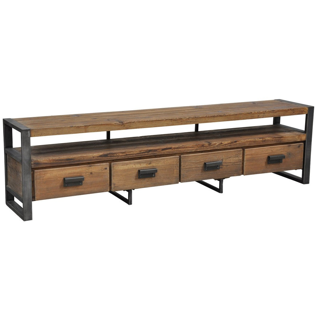 Rustic Industrial 4-Drawer Media Console