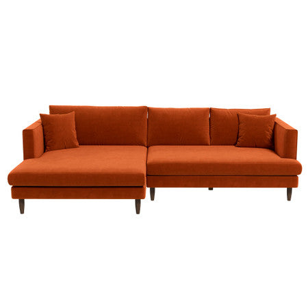 Blake L-Shaped Sectional Burnt Orange Sofa Right Facing - 107"