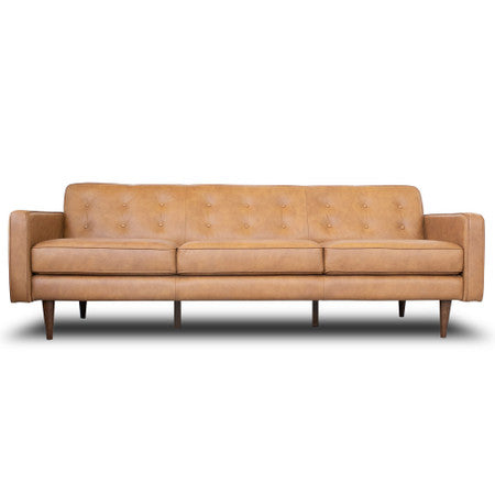 Braxton Tan Leather Sofa - 88"
