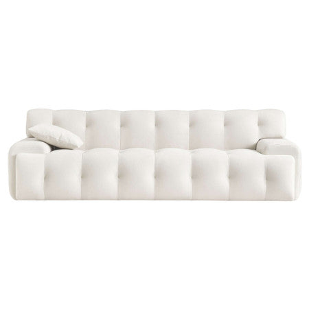 Brampton Mid Century 90 Inch Cream Velvet Sofa - 90.6"