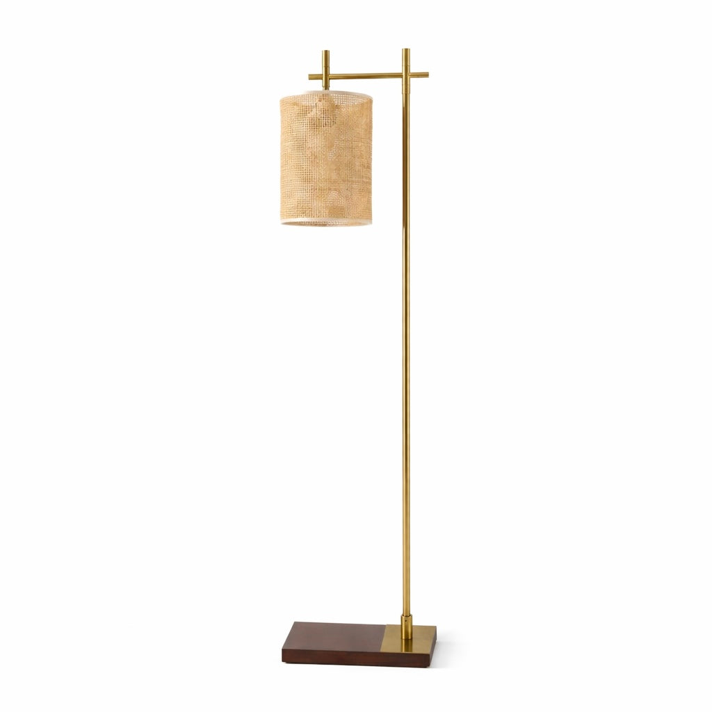 Brizo Floor Lamp | Dark Brown Bamboo and Bronze Frame