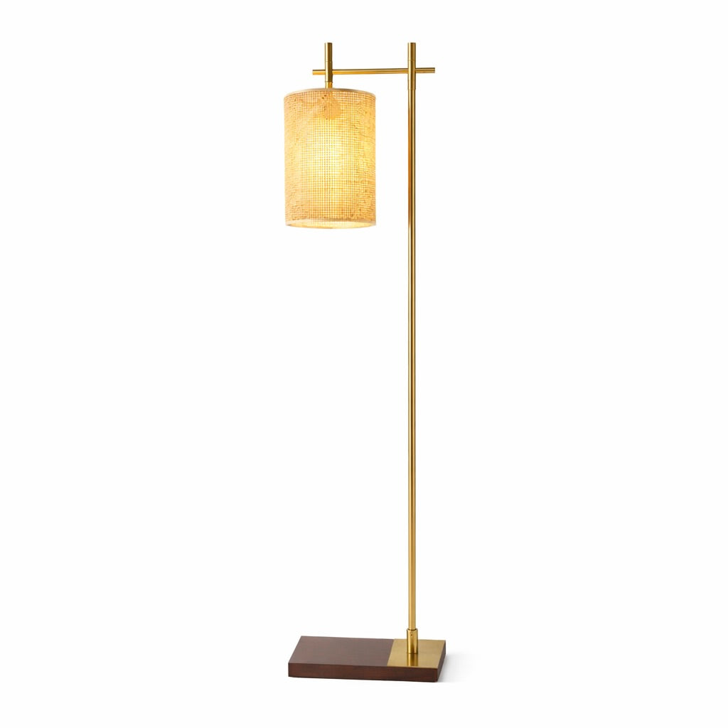 Brizo Floor Lamp | Dark Brown Bamboo and Bronze Frame