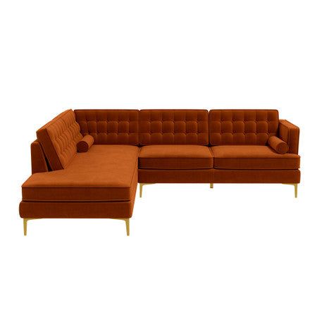 Brooke Burnt Orange Sectional Sofa Left Facing - 101"