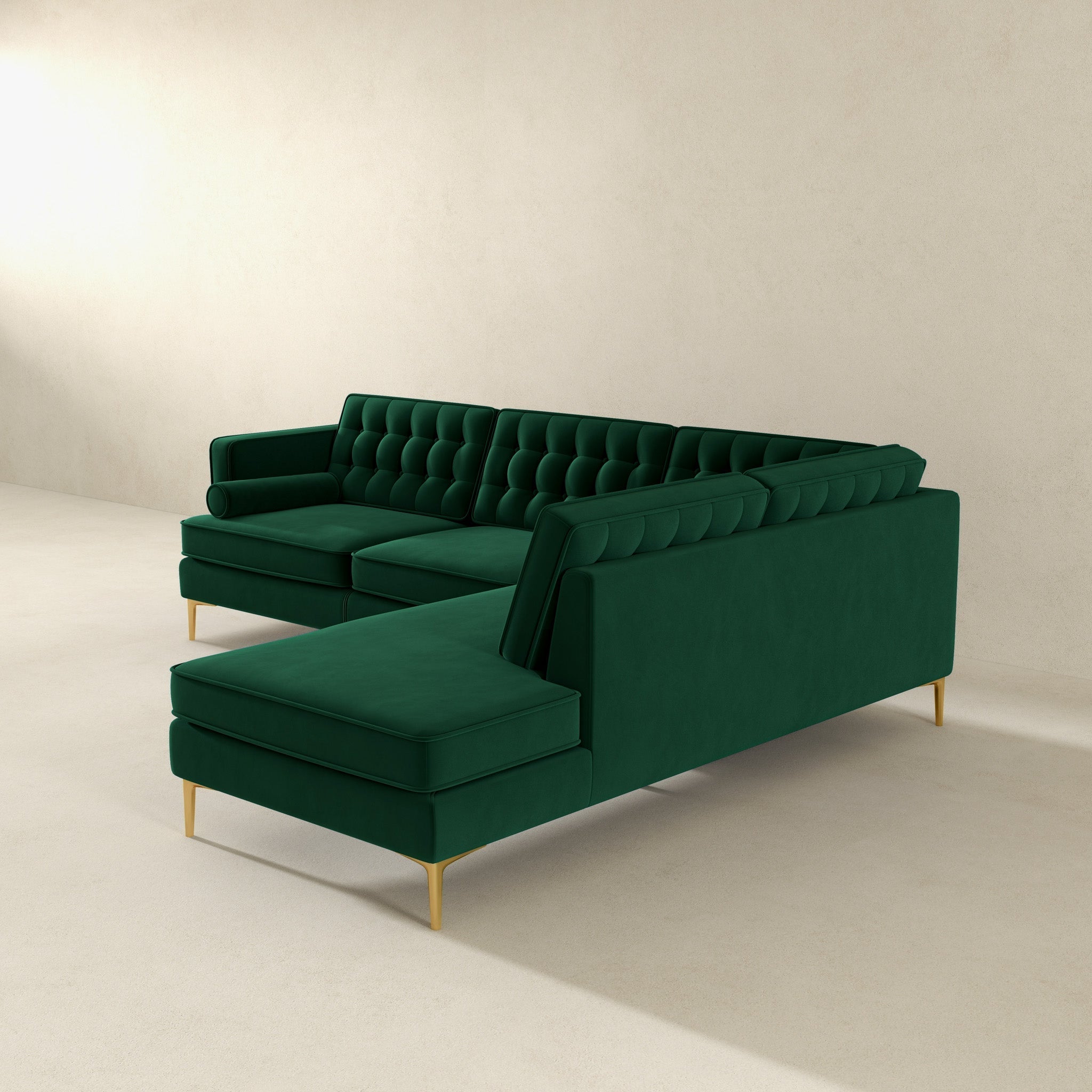 Brooke Green Sectional Sofa Right Facing Chaise