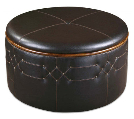 Brunner Round Leather Ottoman with Storage