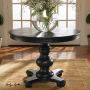Brynmore black round pedestal accent table 42"