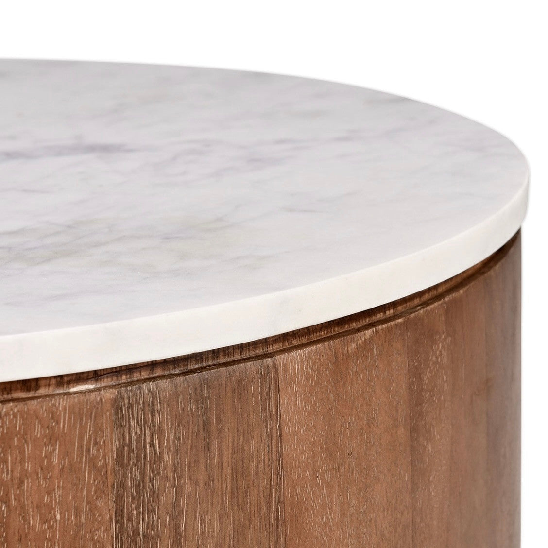 Josie Round Wood and Marble 22" End Table