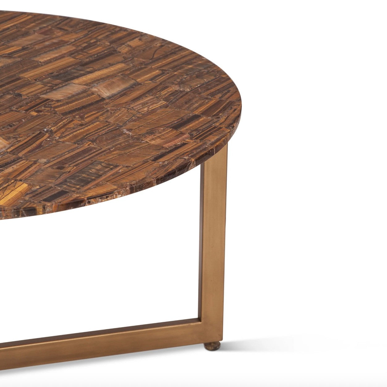 Calico Coffee Table in Tiger Eye with Iron Base 36"