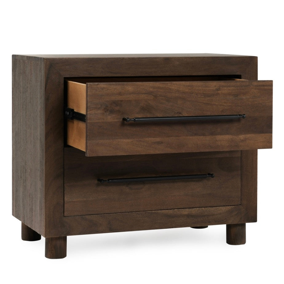Jackson Acacia Wood 2-Drawer Nightstand 30"