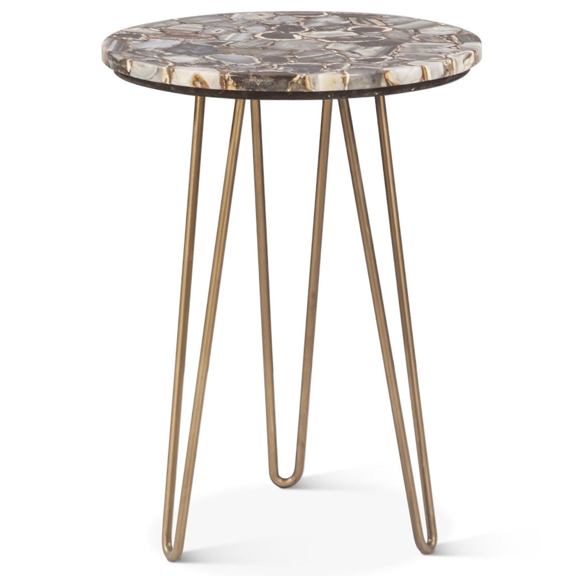 Calico 17" Side Table in Stone Agate with Iron Base