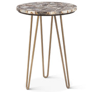 Calico 17" Side Table in Stone Agate with Iron Base