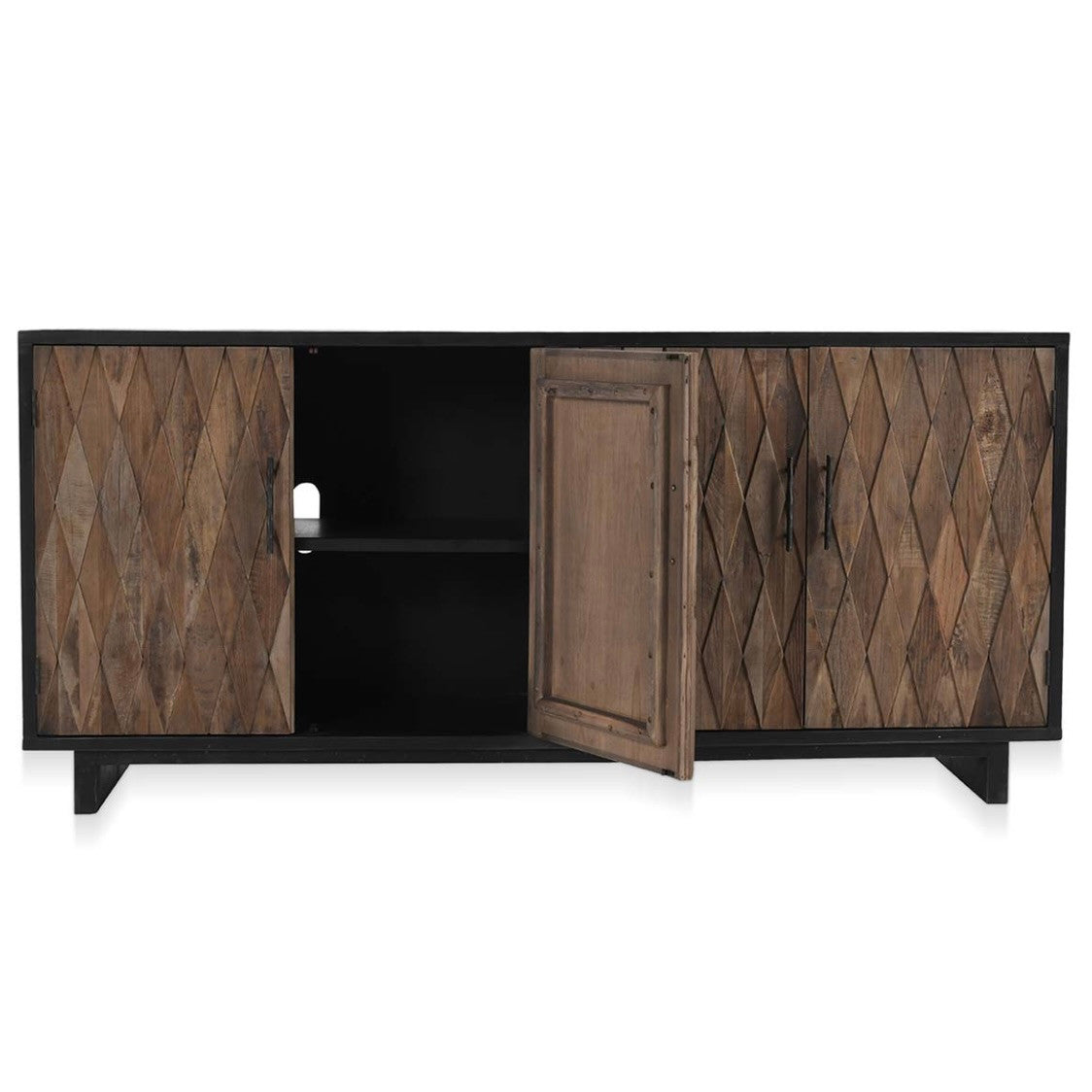Anton Reclaimed Wood 4-Door Sideboard in Black