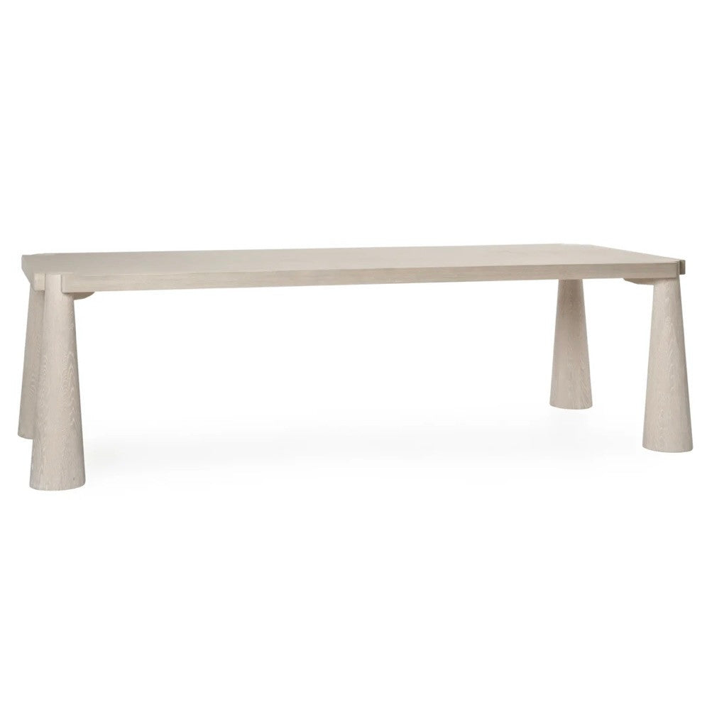 Austin Oak Wood Dining Table 102" in Milk White