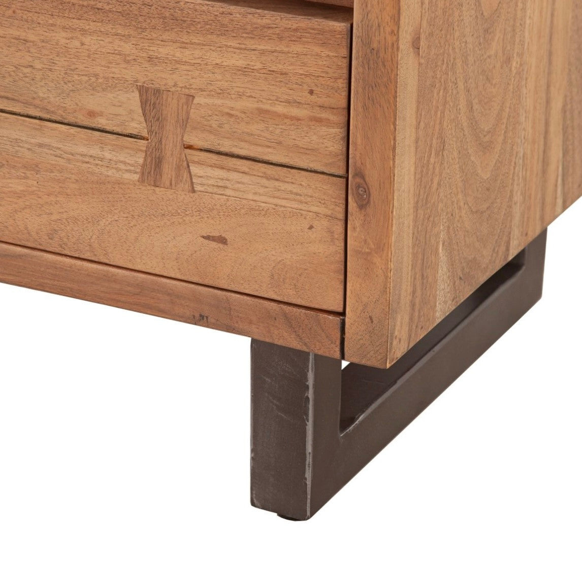 Live Edge Solid Wood & Iron 2-Drawer Nightstand - Smoked Acacia