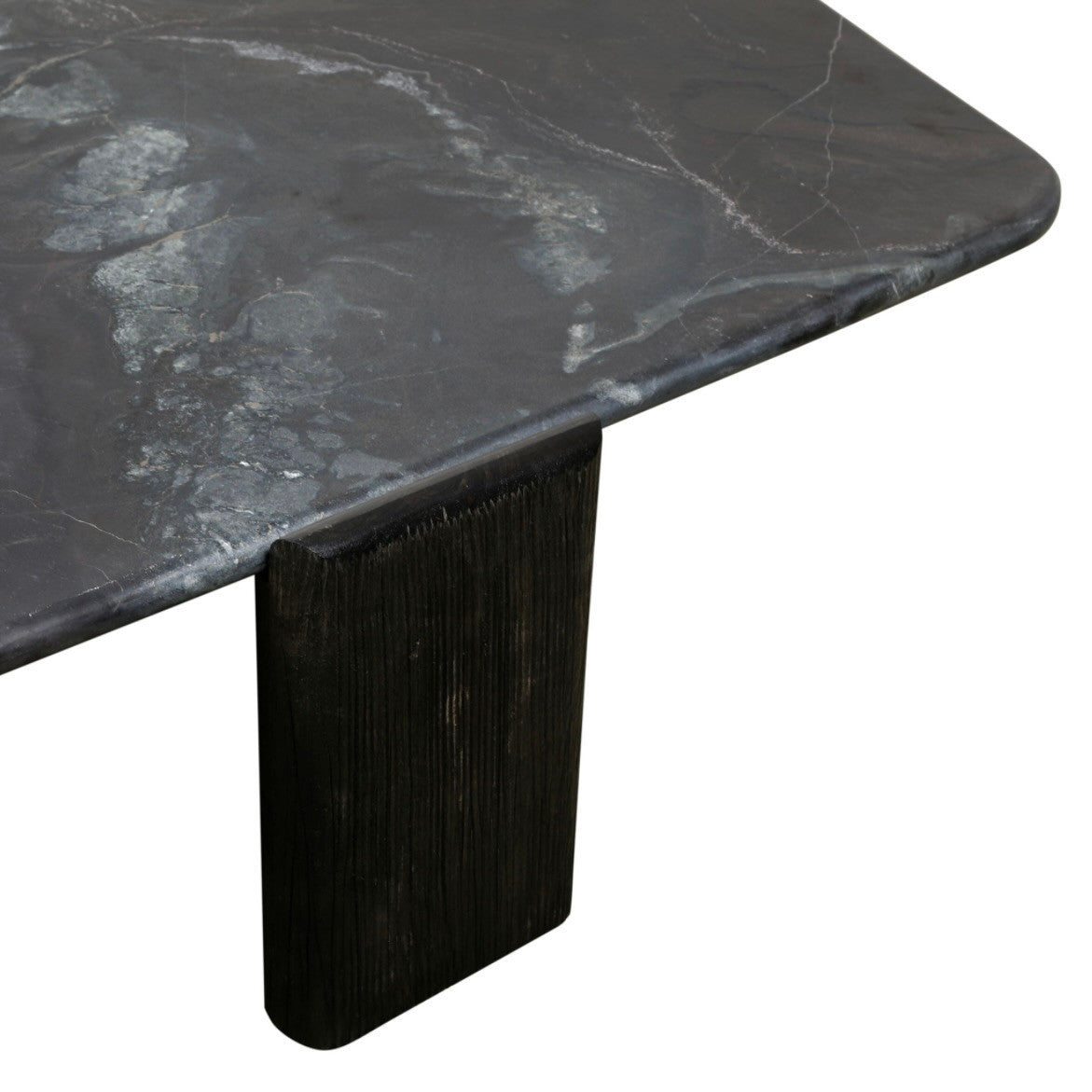 Breton 64" Hexagonal Coffee Table with Lava Marble in Dark Walnut