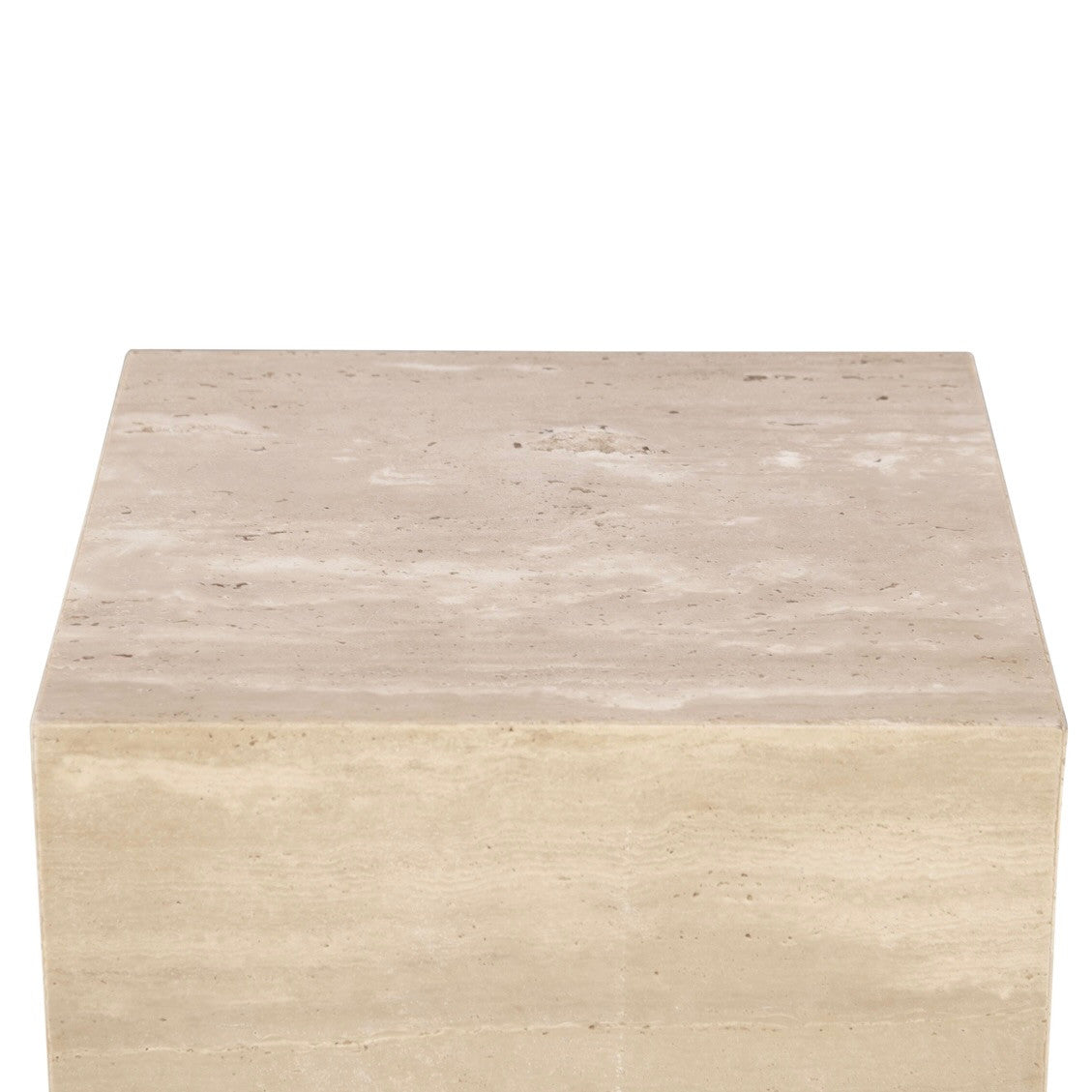 Nile 18" Drum Side Table in Travertine Stone