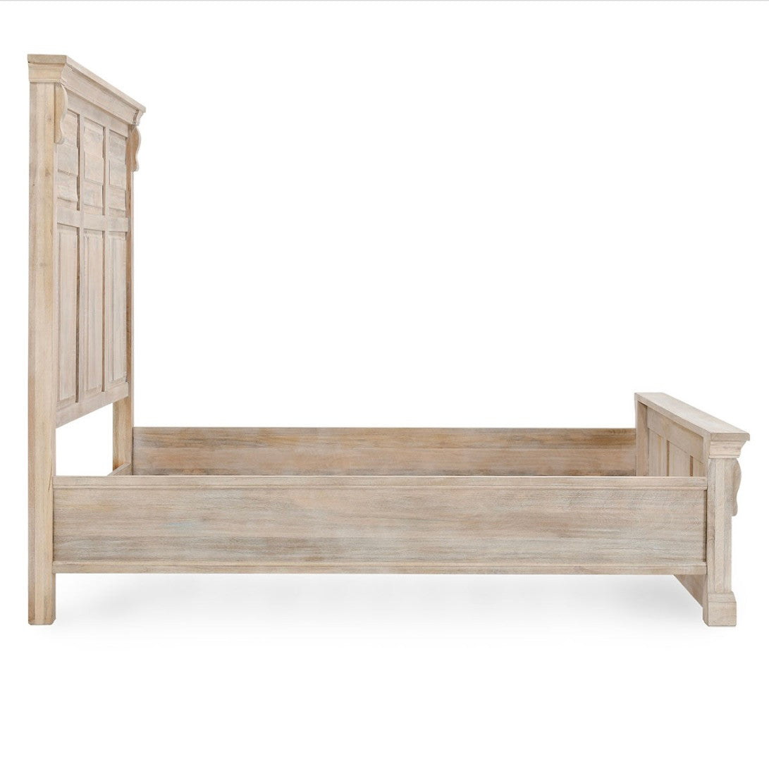 Adelaide Queen Mango Wood Platform Bed in White Wash