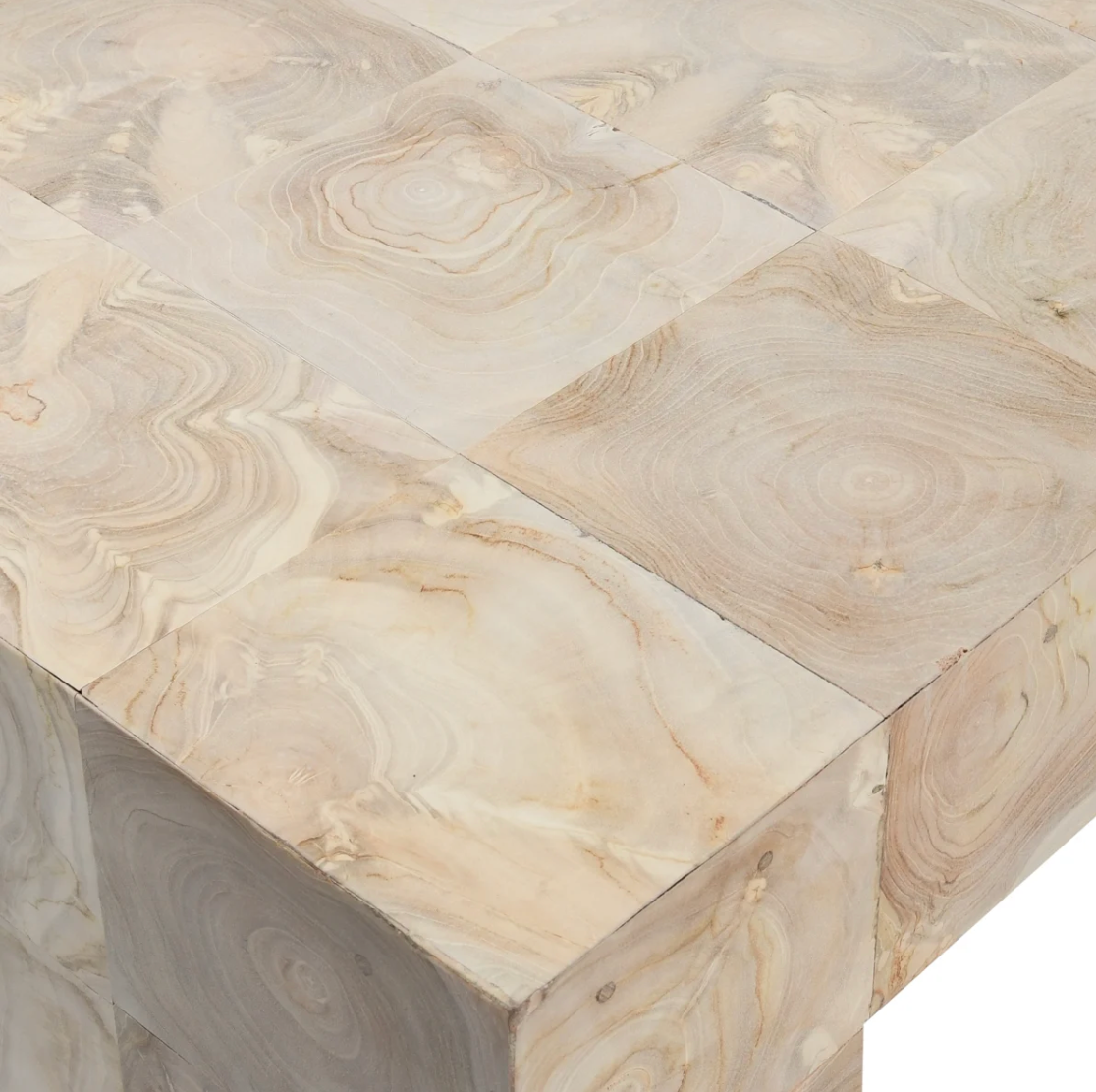 Anders Teak Wood Coffee Table in Cream Wash 51"