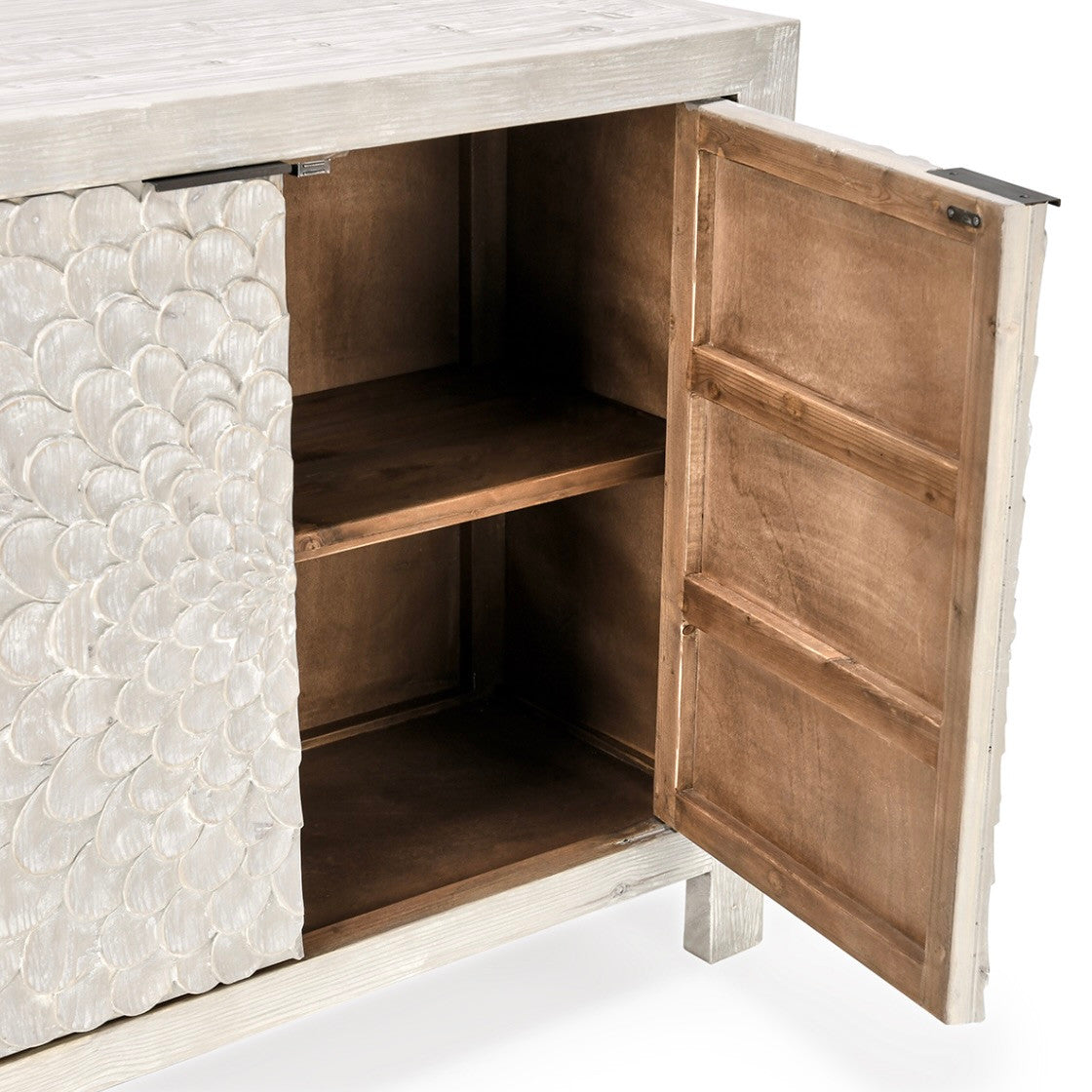 Astrid 4-Door Reclaimed Wood Sideboard in Vintage Cream 86"