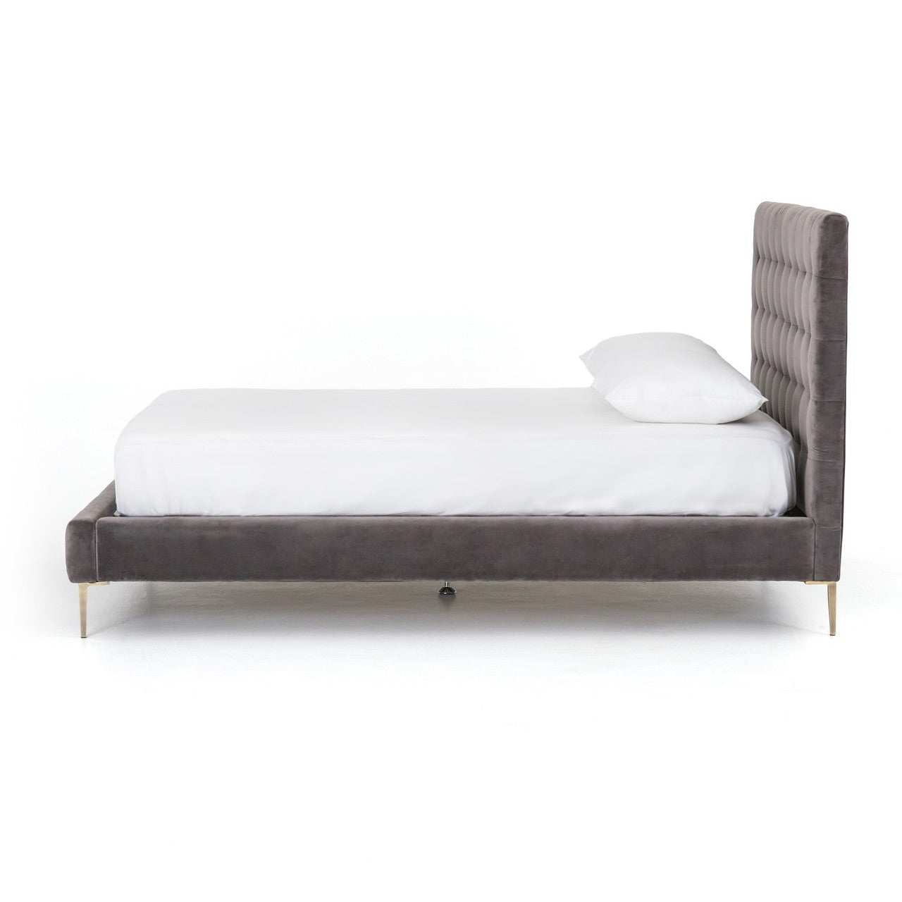 Rennie Grey Velvet Upholstered Tufted King Bed