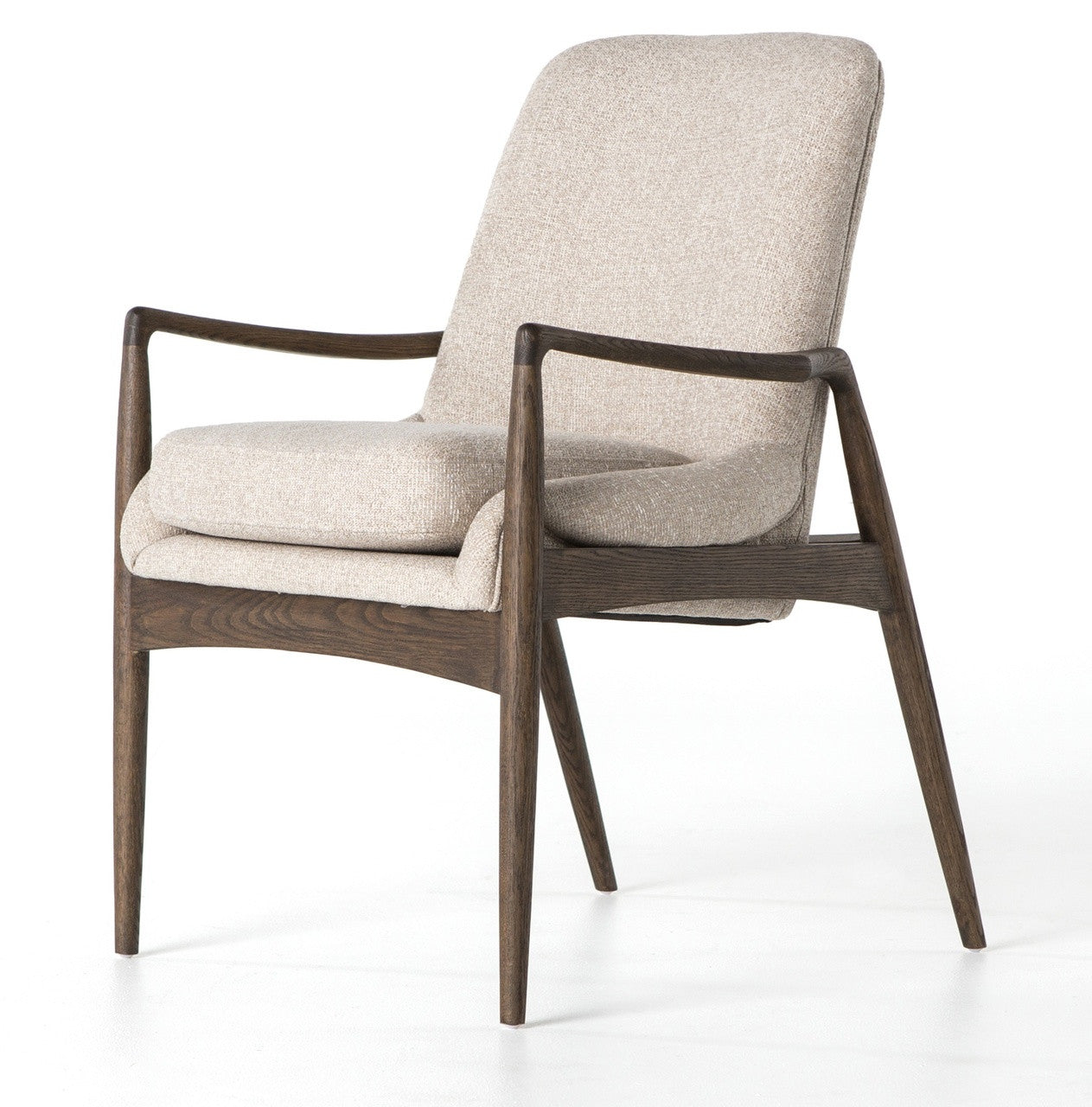 Braden Mid-Century Modern Upholstered Dining Arm Chair