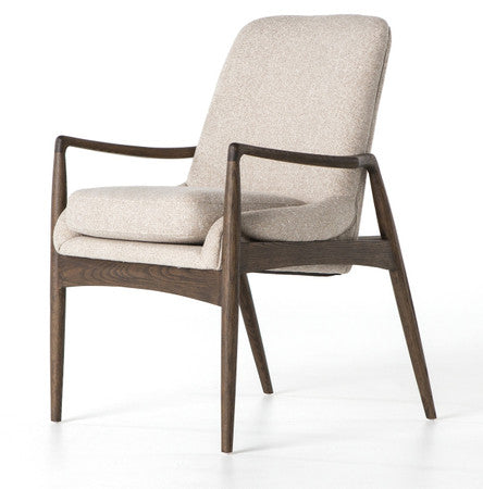 Braden Mid-Century Modern Upholstered Dining Arm Chair