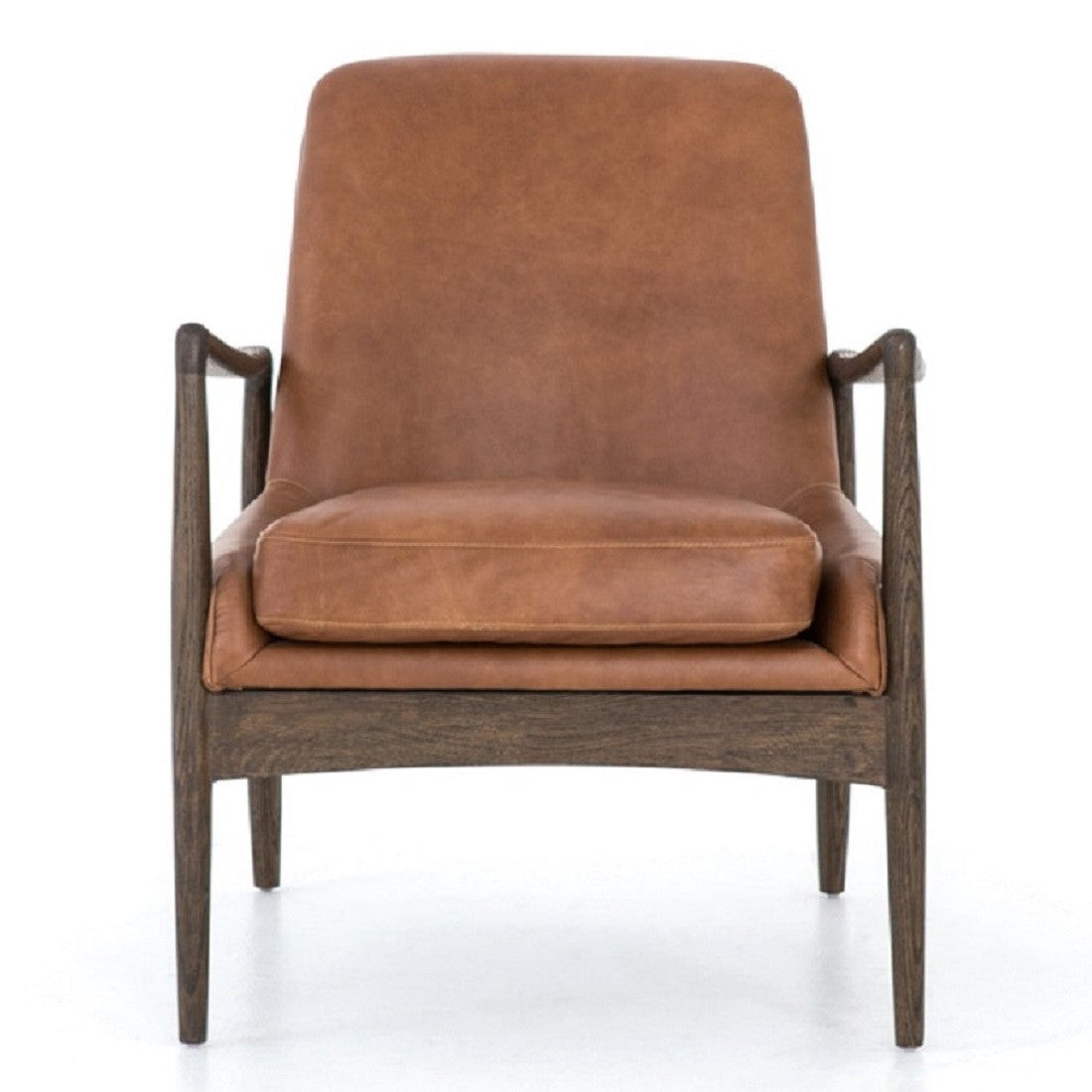 Braden Mid-Century Brandy Tan Leather Club Chair
