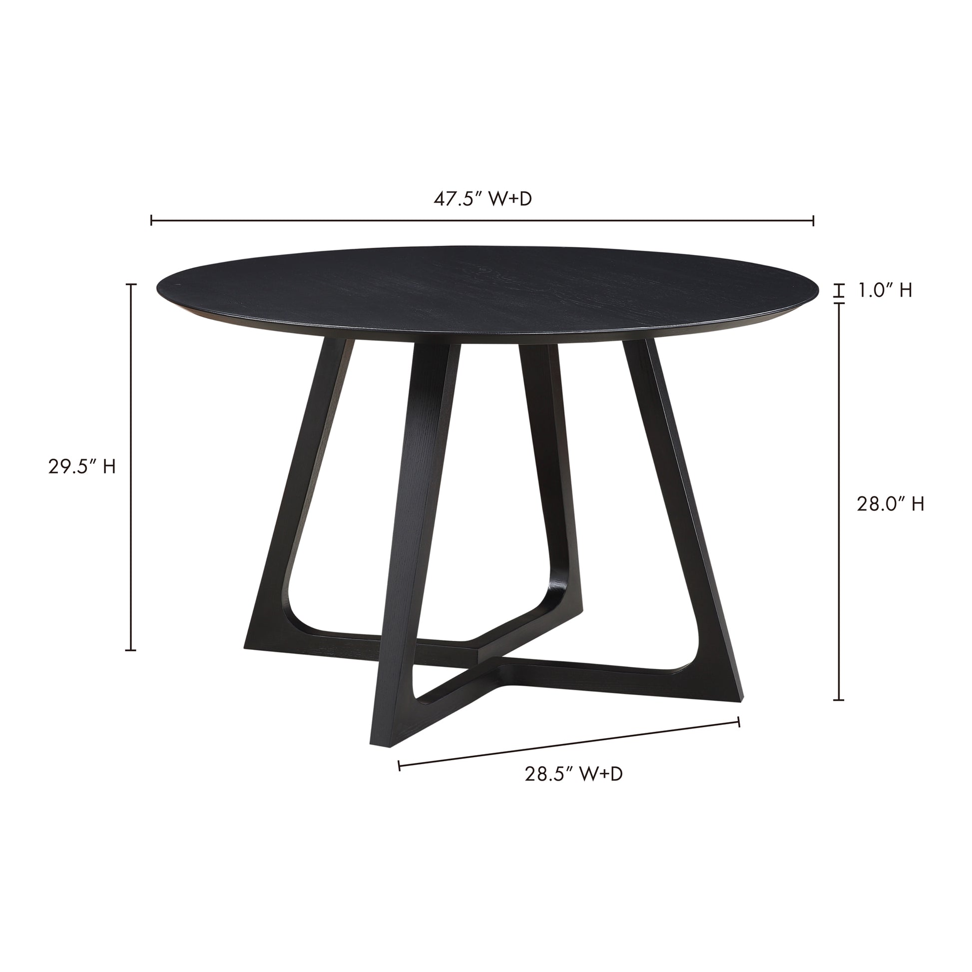Godenza Round Dining Table Black by Moe's Home Collection - view 5