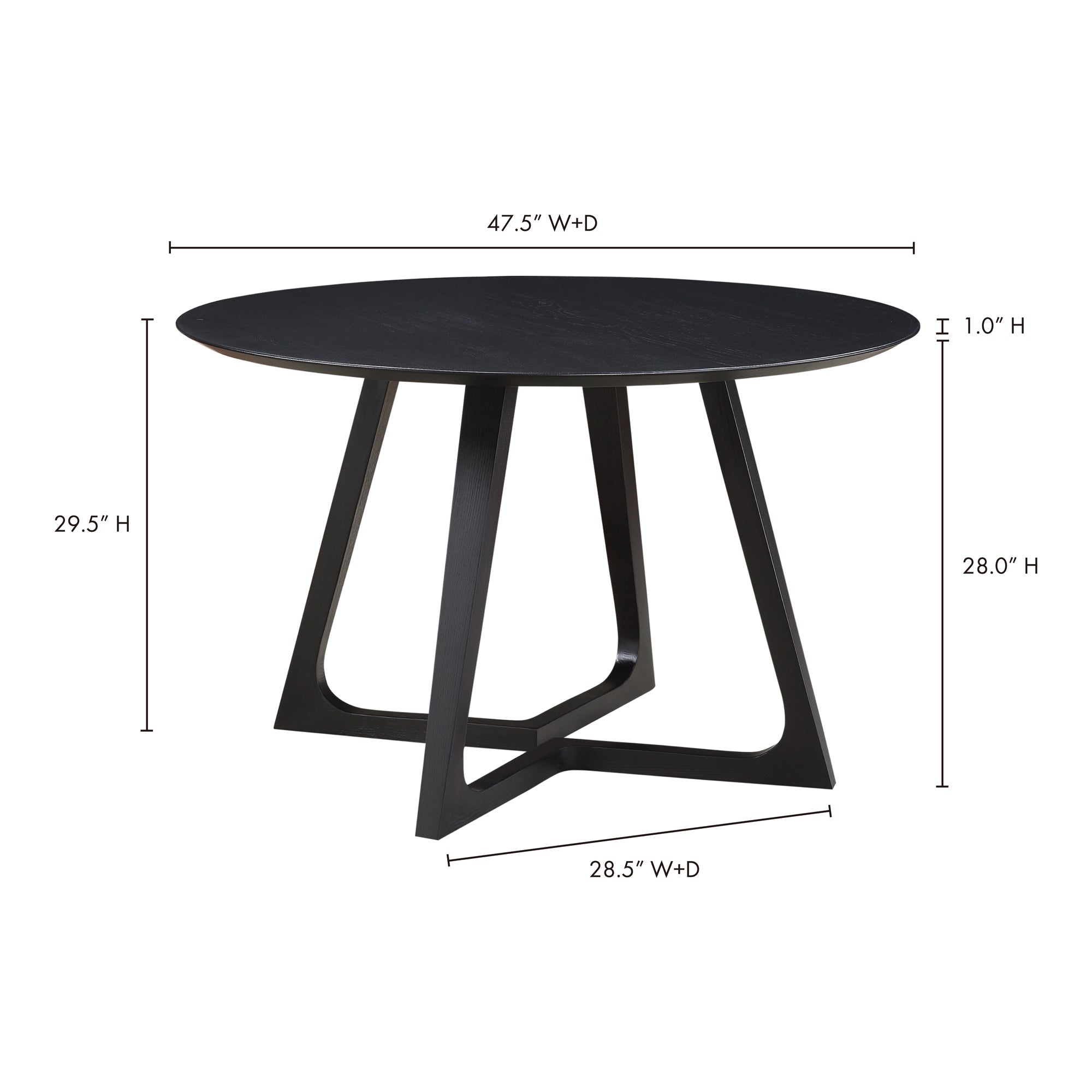 Godenza Round Dining Table Black by Moe's Home Collection - view 5