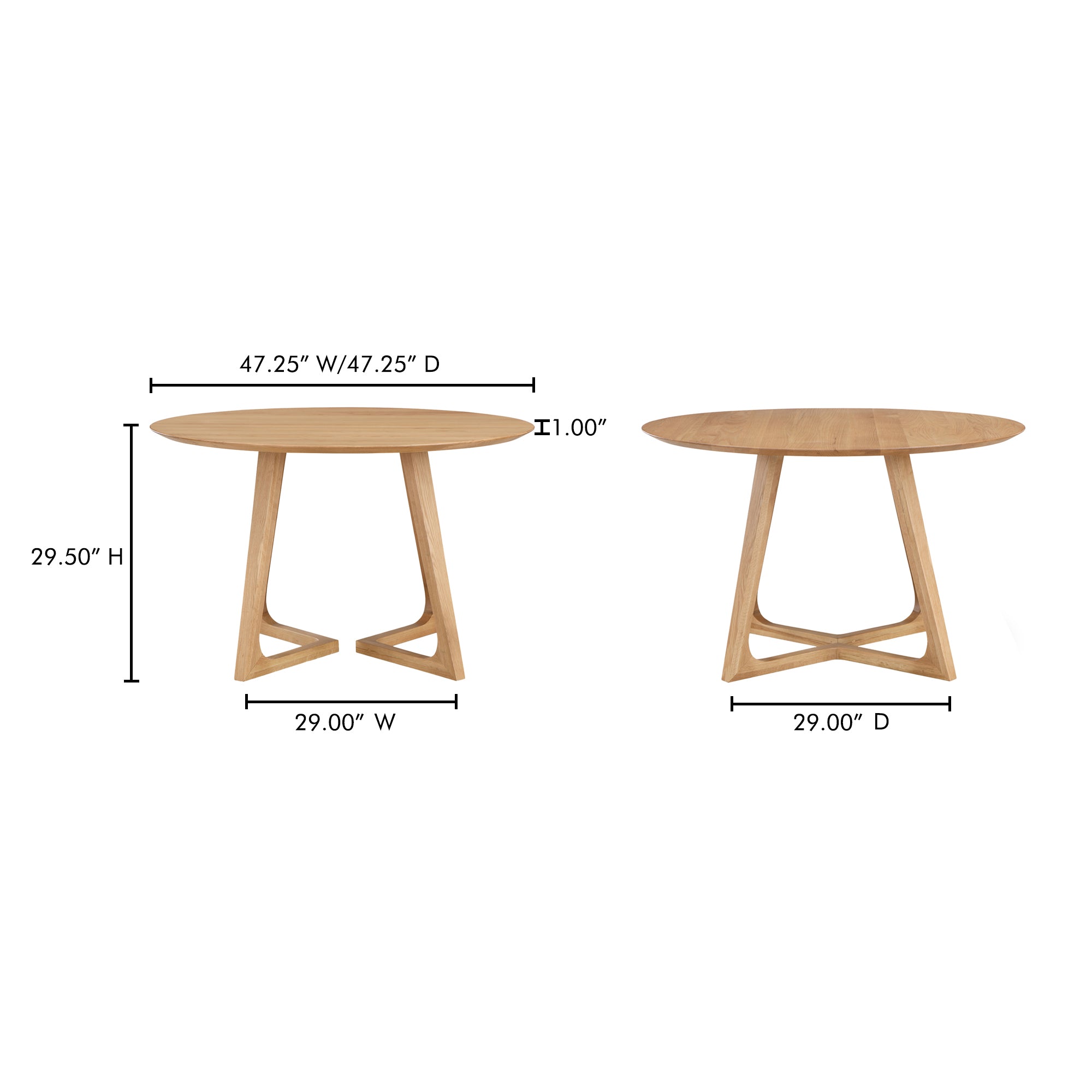 Godenza Round Dining Table Natural Oak by Moe's Home Collection - view 5