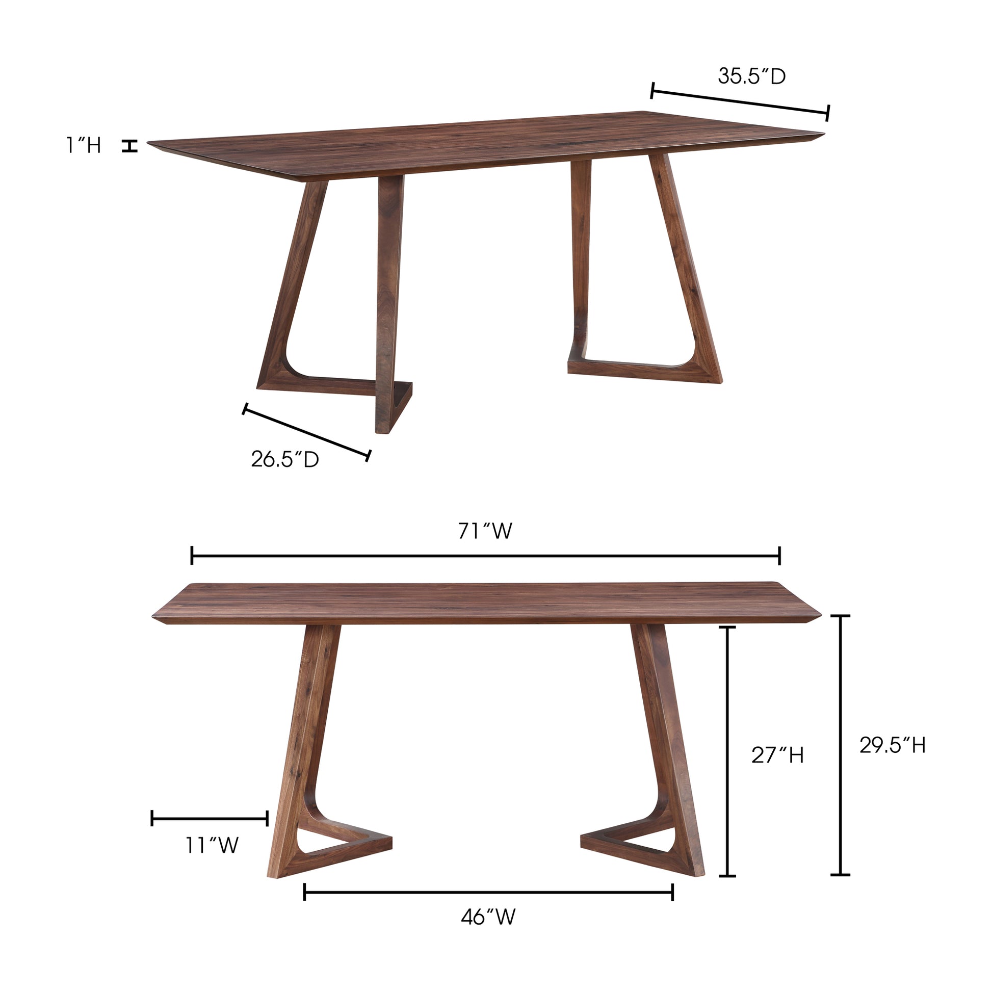 Godenza Rectangular Dining Table Walnut by Moe's Home Collection - view 6