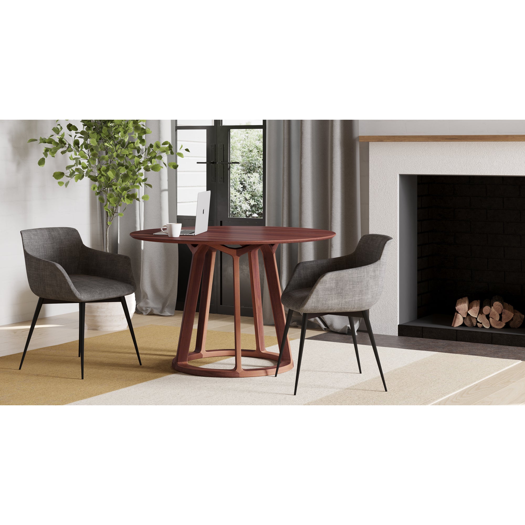 Aldo Round Dining Table Walnut by Moe's Home Collection - view 2