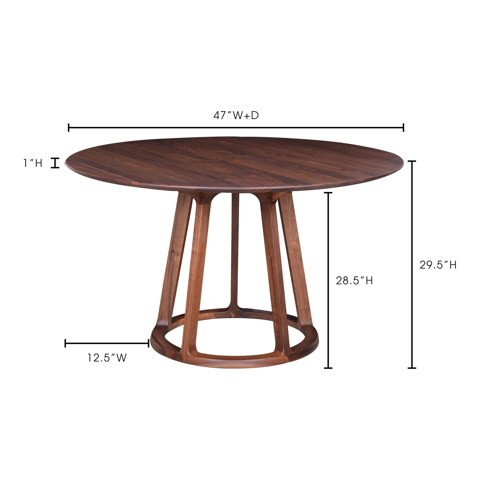 Aldo Round Dining Table Walnut by Moe's Home Collection - view 3