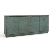 Mateo 4-Door Reclaimed Wood Teal Sideboard 90"