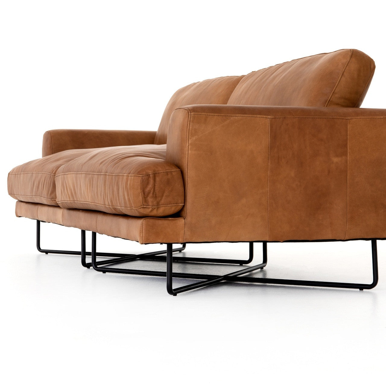 MILLER SOFA-80" Distressed Black, Patina Copper