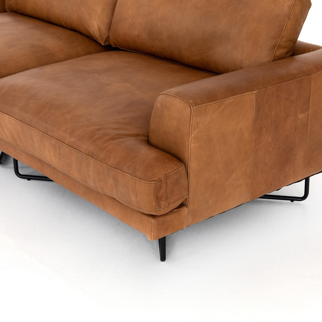 MILLER SOFA-80" Distressed Black, Patina Copper