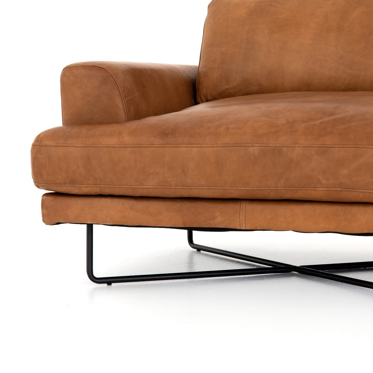 MILLER SOFA-80" Distressed Black, Patina Copper