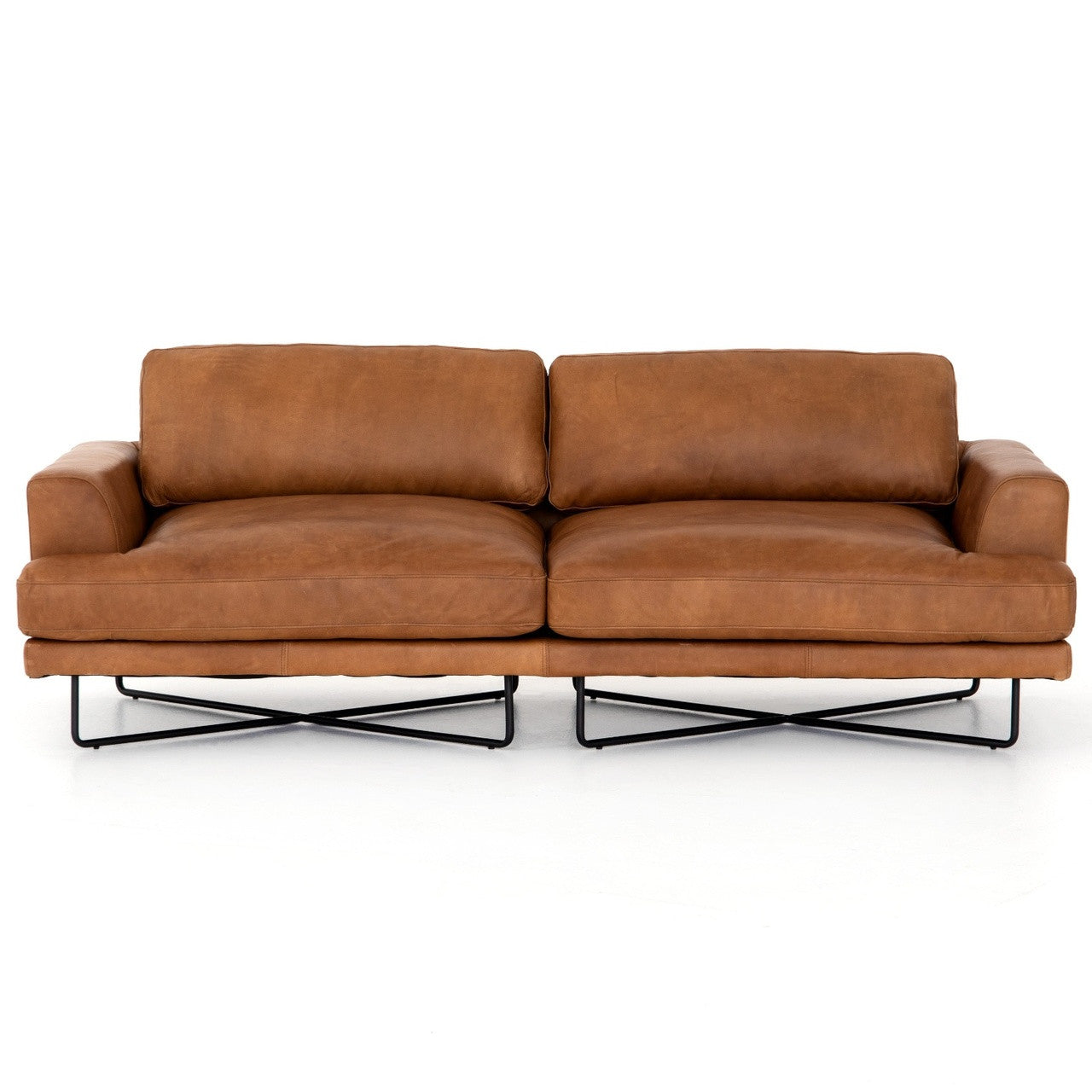 MILLER SOFA-80" Distressed Black, Patina Copper