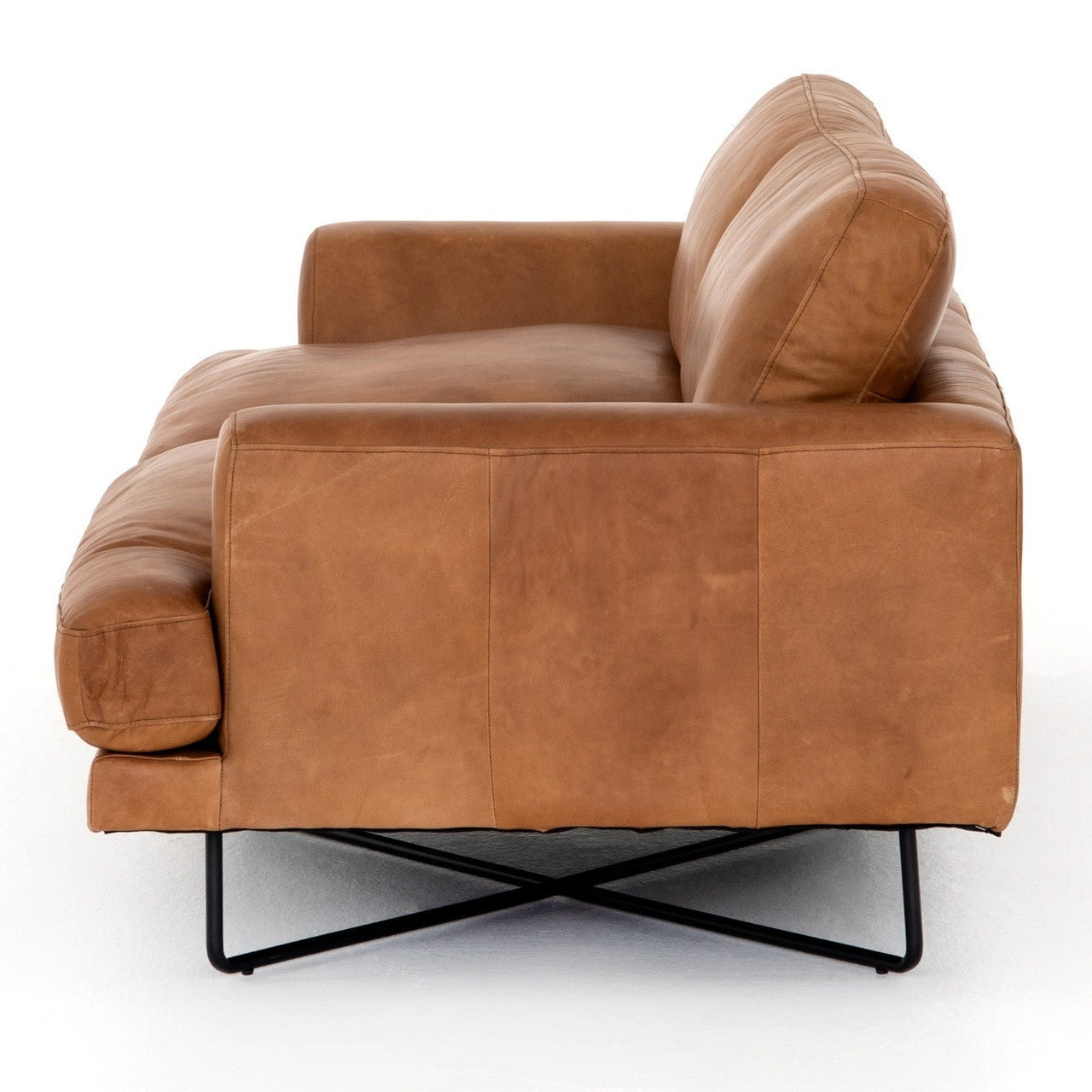 MILLER SOFA-80" Distressed Black, Patina Copper