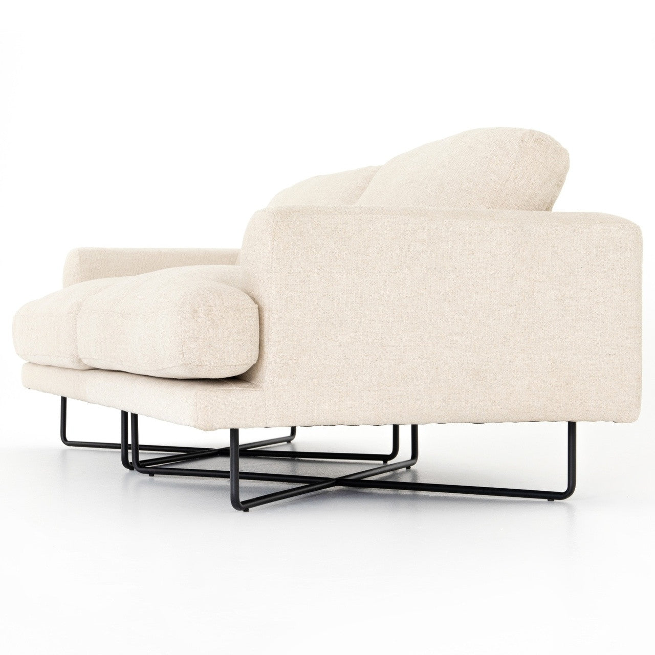 MILLER SOFA-80" Distressed Black, Osaka Blanco