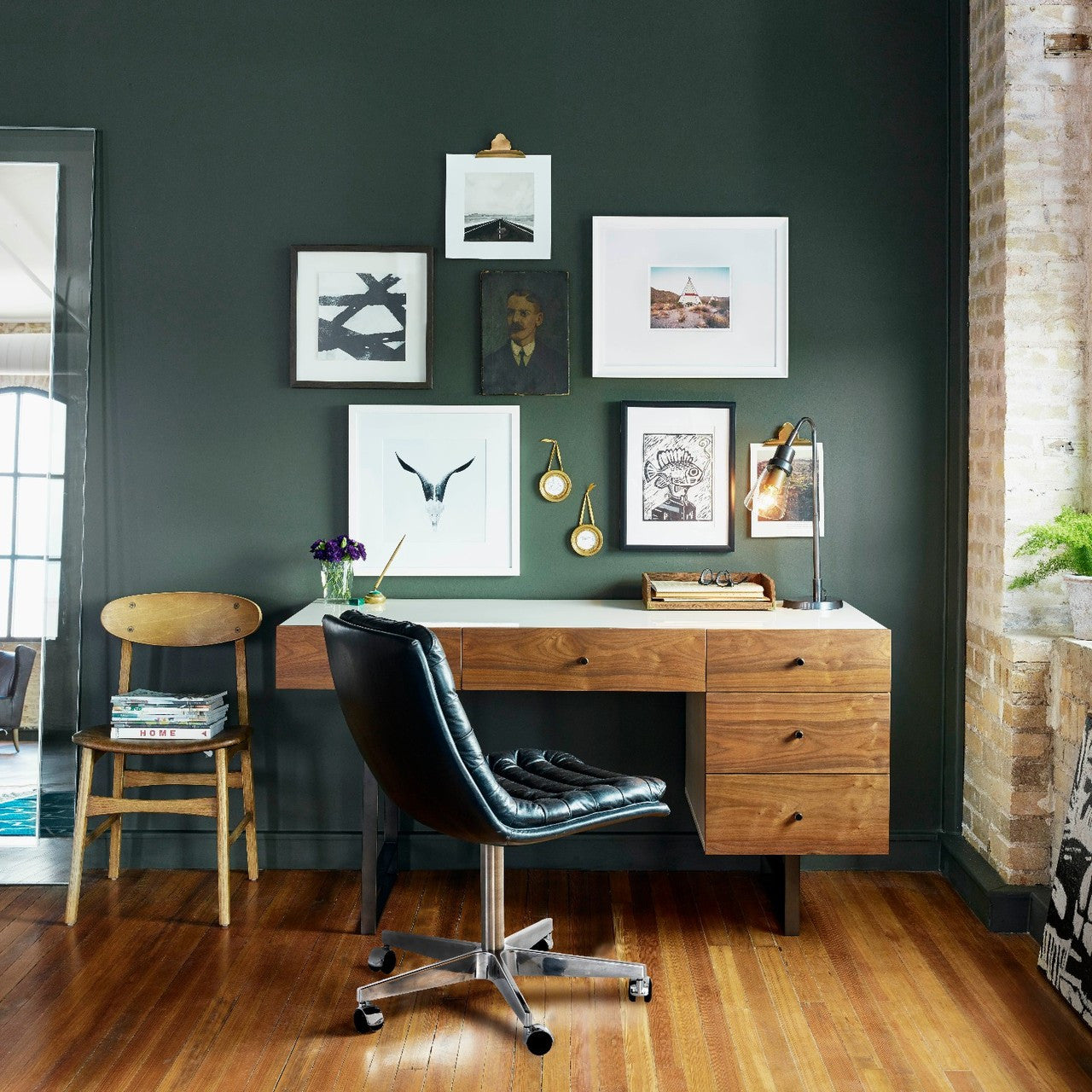 Malibu Distressed Black Leather Office Desk Chairs
