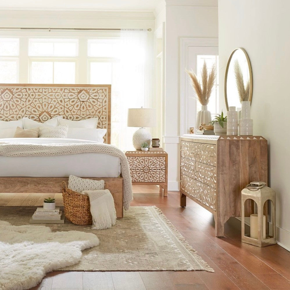 Marrakesh Solid Wood Hand-carved 6-Drawer Dresser