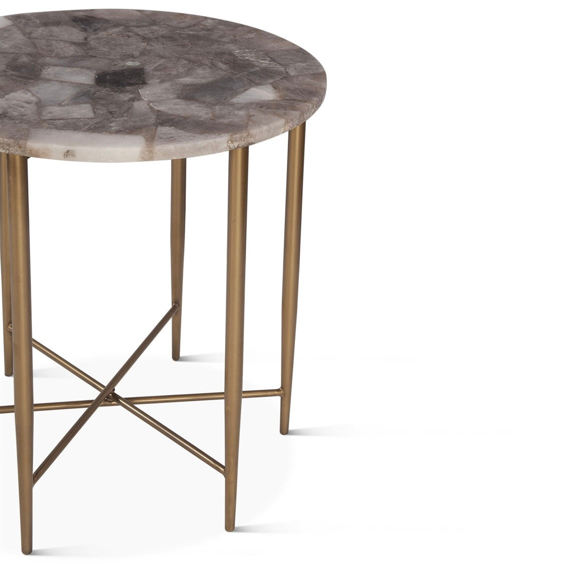 Calico 24" Side Table in Smoky Quartz with Iron Base