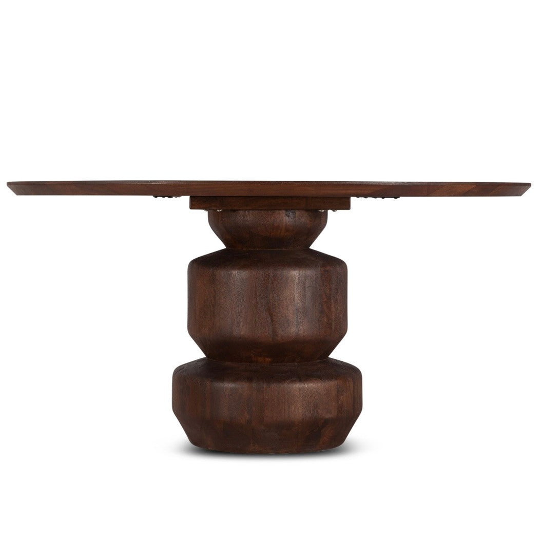 Cambridge Round Mango Wood Dining Table Walnut 60"