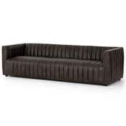 Augustine Deacon Wolf Leather Channel Tufted Sofa 97" 