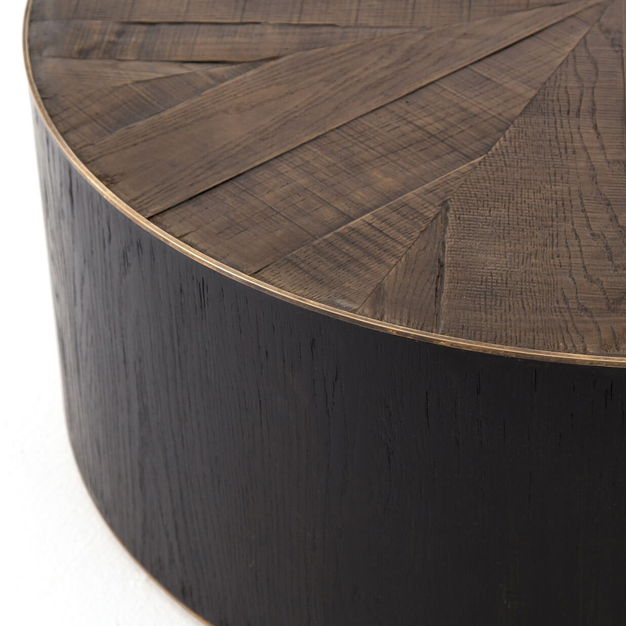 Perry Reclaimed Oak Round Drum Coffee Table 40"