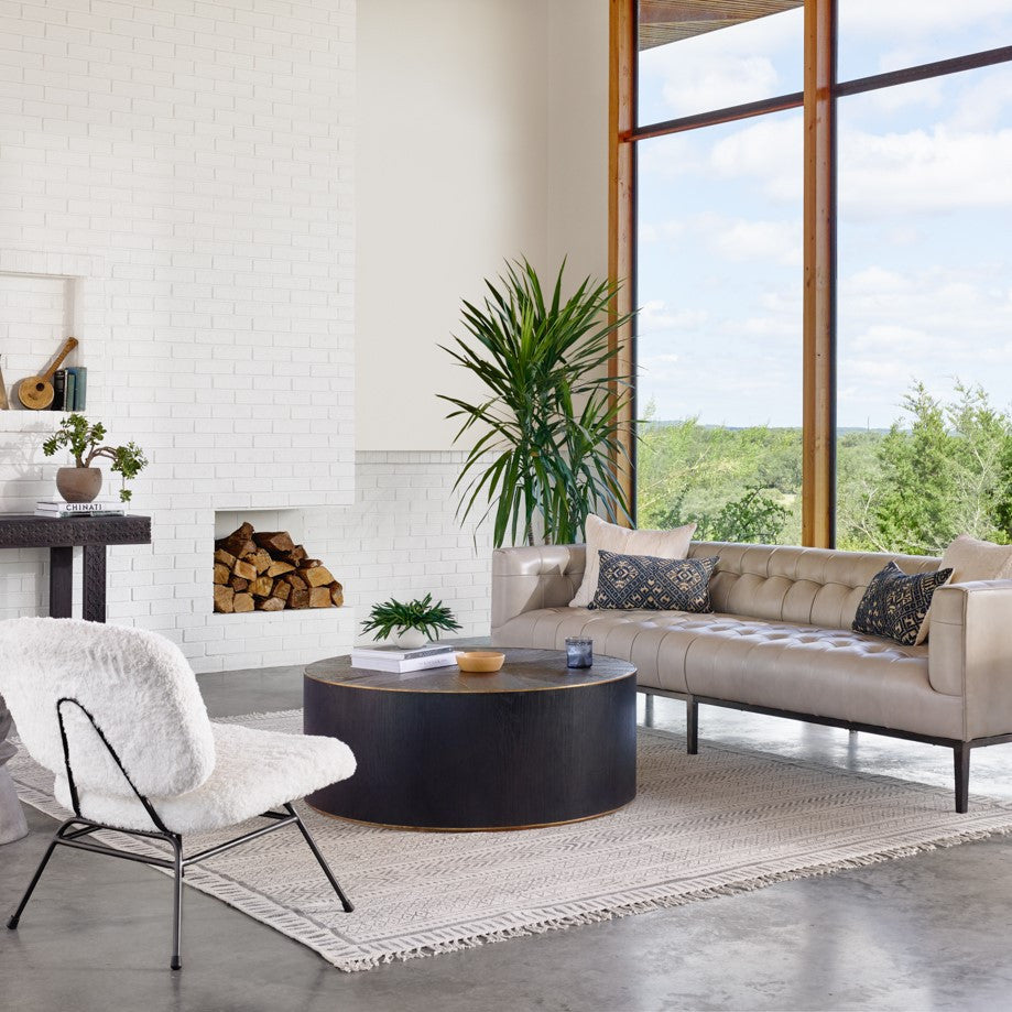 Perry Reclaimed Oak Round Drum Coffee Table 40"