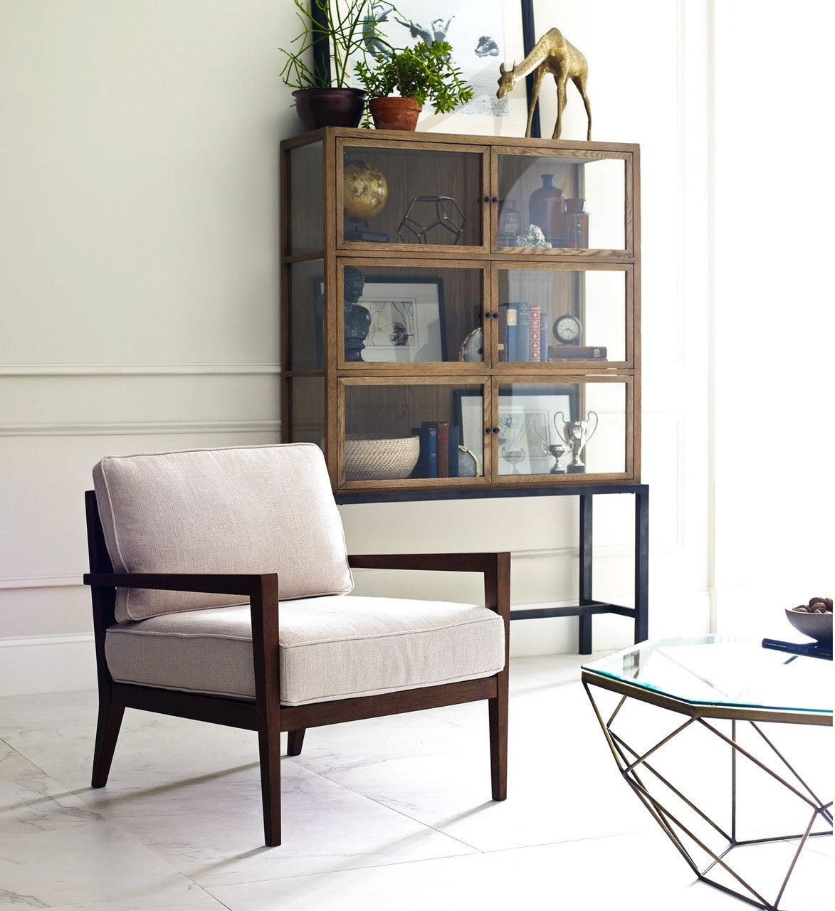 Spencer Oak Wood Curio Display Cabinet