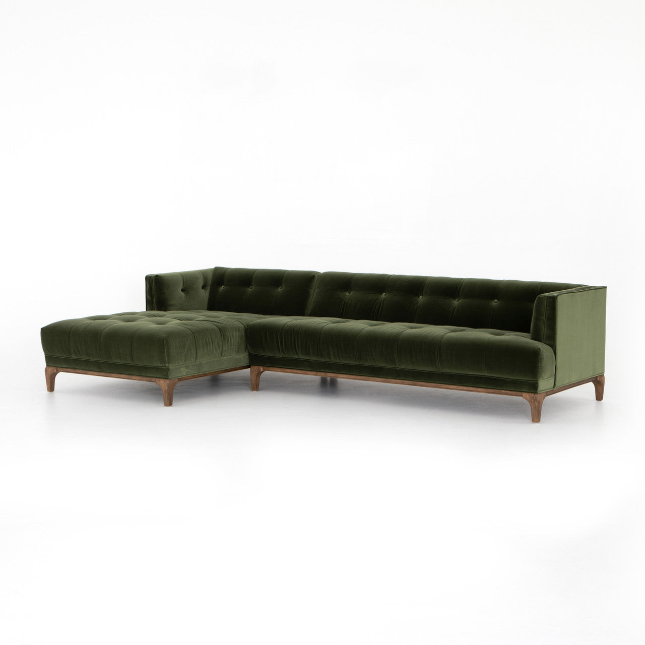 Dylan Modern Olive Green Velvet Tufted Sectional Sofa